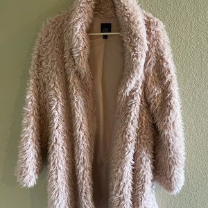 Dusty pink faux fur coat